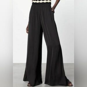 NWT - Zara Black Silky Wide Leg Pant w/ Pockets, Size L
